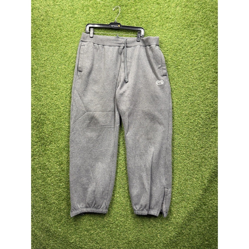 ECKO UNLTD Sweatpants Mens 2XL Joggers Cinch Zip Ankles Grey Loose Fit y2k